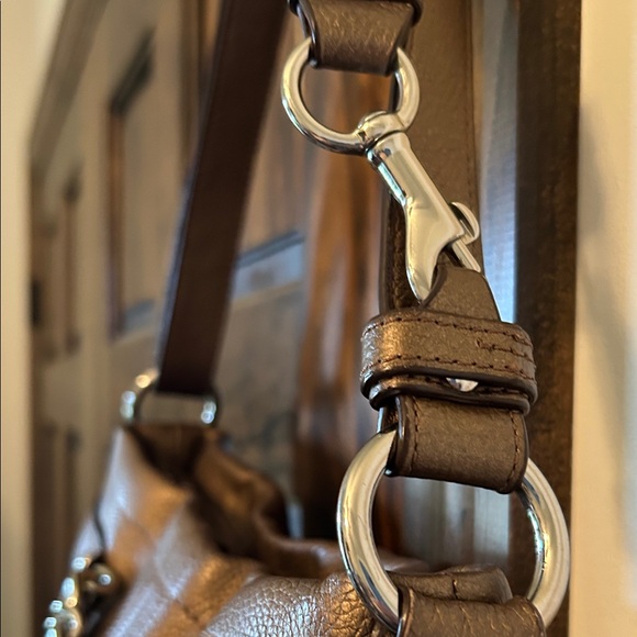 Coach Bronze Leather Shoulder Bag with Chain Detail - Picture 6 of 16